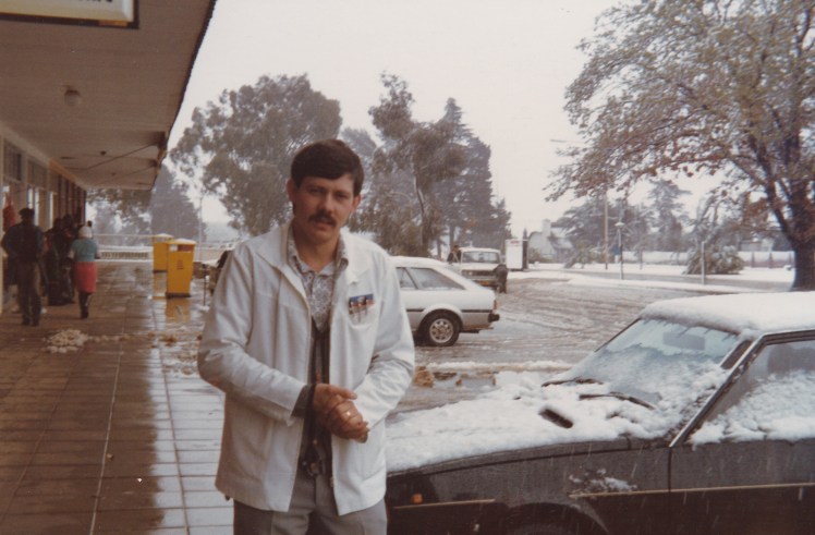 Snow at the old pharmacy